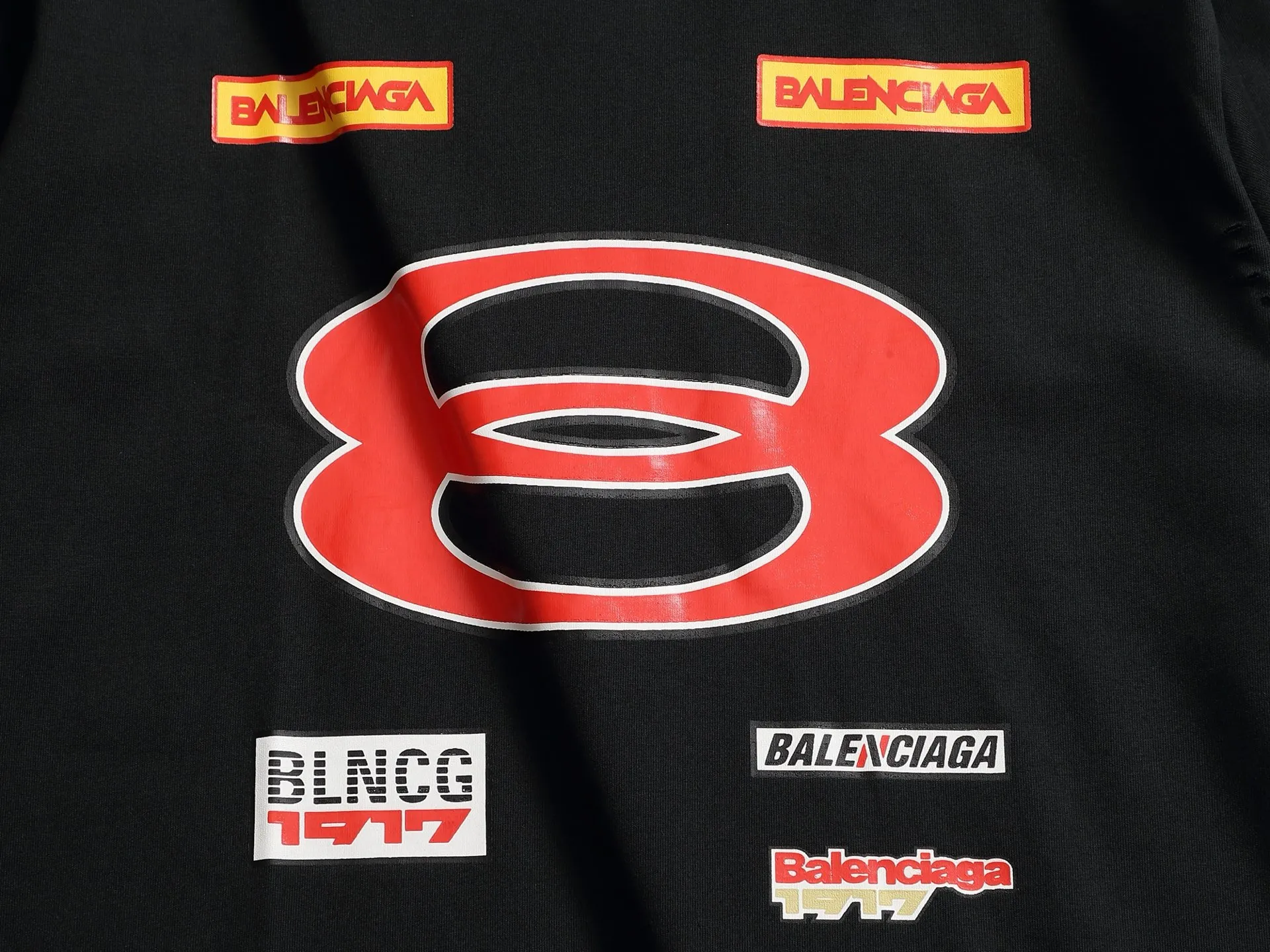 BALENCIAGA 2026 Logo Logo ， Retro Same Style T 320 Versatile : Black Gray Size：XS S M L
